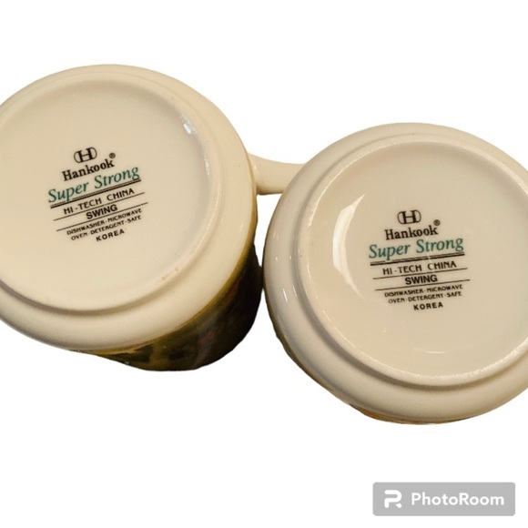Hankook Hi Tech China Tea Cup Set with lids Swing Pattern Super Strong Korea - Picture 4 of 4